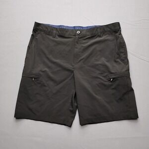 IZOD Golf Mens 38 Black Stretch Performance Cargo Shorts Flat Front Zipper